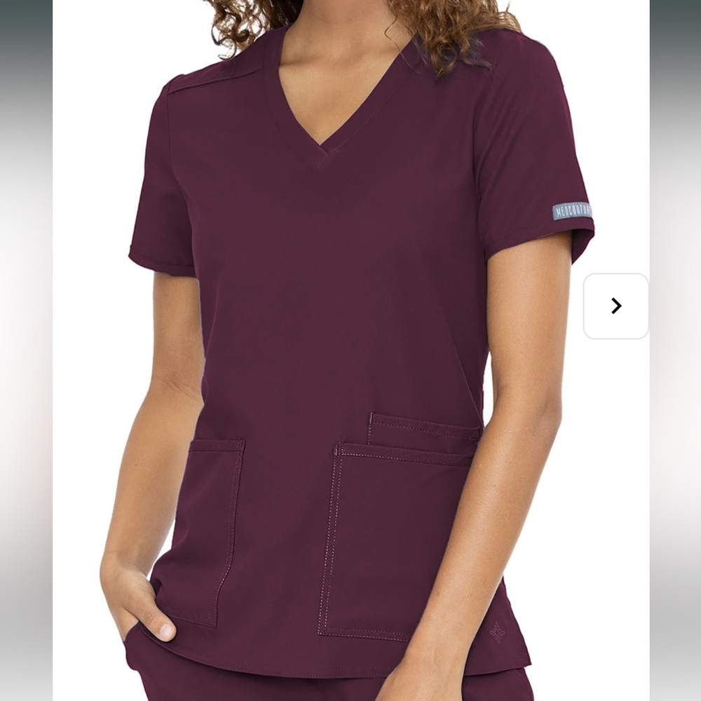4 Pocket V neck scrub top in Wine (3) or Black (1)
